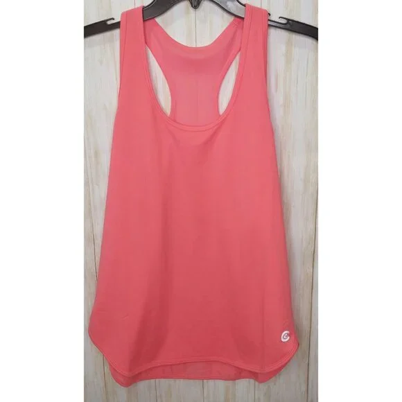 Calme By Johnny Was Womens Effect Draped Racer Back Tank Coral Pink Size Small - Picture 6 of 10